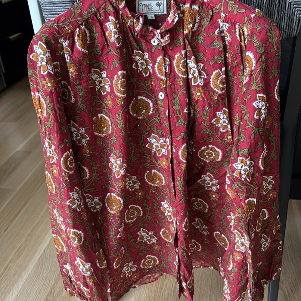 Mille Resort Francesca High Neck Button-up Blouse S Cottagecore Retro Farmhouse